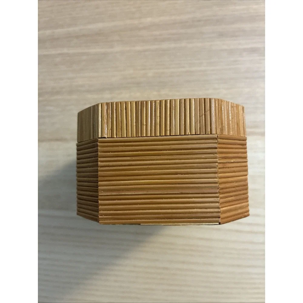 Octagon Hand Carved‎ Inlaid Wood Box for Jewelry & Trinkets with Gazelle